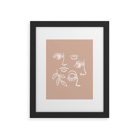 Emanuela Carratoni Line Art Portraits on Pink Framed Art Print