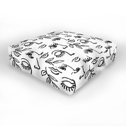 Emanuela Carratoni Line Art Portraits Outdoor Floor Cushion