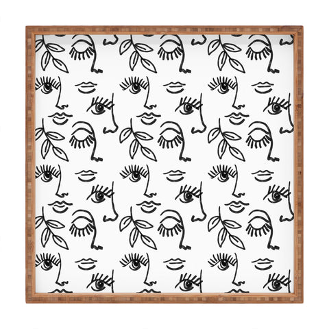 Emanuela Carratoni Line Art Portraits Square Tray