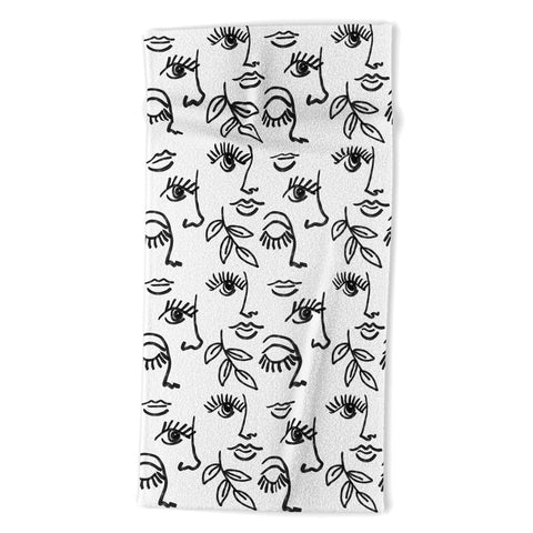 Emanuela Carratoni Line Art Portraits Beach Towel