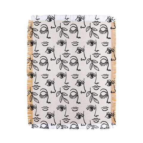 Emanuela Carratoni Line Art Portraits Throw Blanket