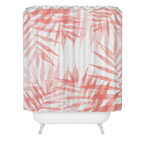 Emanuela Carratoni Living Coral Tropicana Palms Shower Curtain