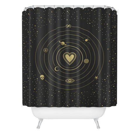 Emanuela Carratoni Love Universe in Gold Shower Curtain