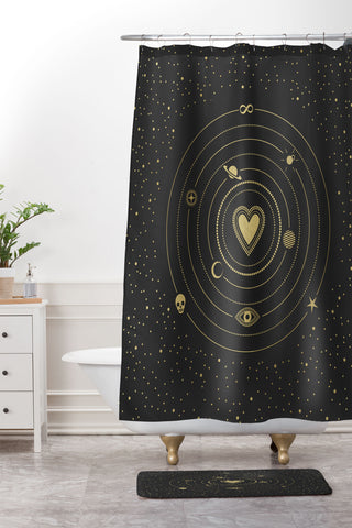 Emanuela Carratoni Love Universe in Gold Shower Curtain And Mat