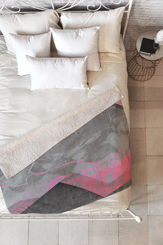 Emanuela Carratoni Marble and Rose Fleece Throw Blanket