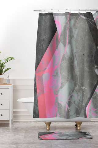 Emanuela Carratoni Marble and Rose Shower Curtain And Mat