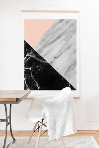 Emanuela Carratoni Marble Collage with Pink Art Print And Hanger