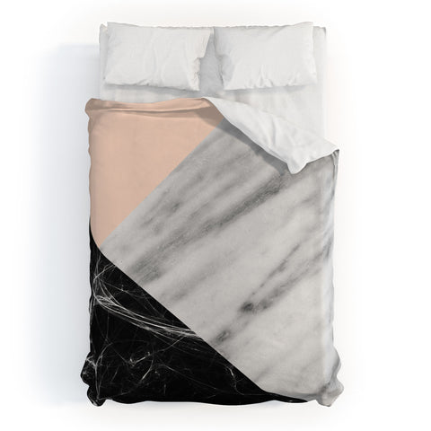 Emanuela Carratoni Marble Collage with Pink Duvet Cover