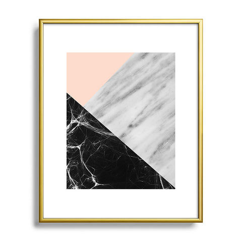 Emanuela Carratoni Marble Collage with Pink Metal Framed Art Print