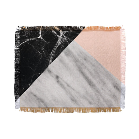 Emanuela Carratoni Marble Collage with Pink Throw Blanket