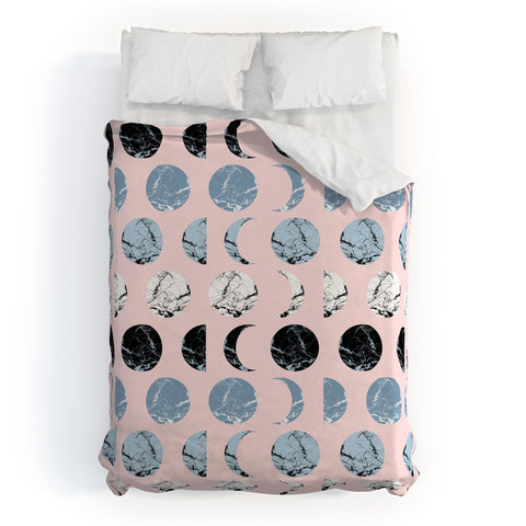Emanuela Carratoni Marble Moon Phases Duvet Cover