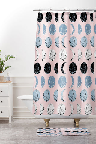 Emanuela Carratoni Marble Moon Phases Shower Curtain And Mat