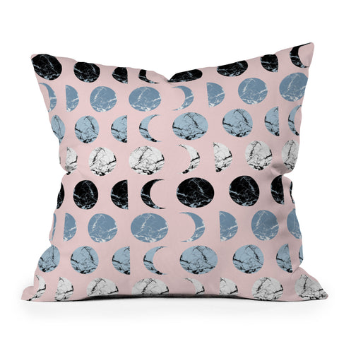 Emanuela Carratoni Marble Moon Phases Throw Pillow