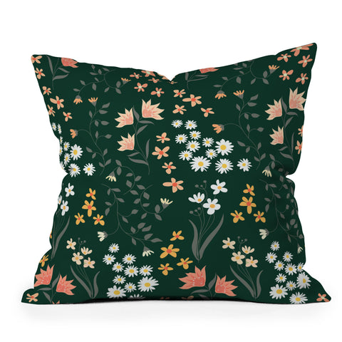 Emanuela Carratoni Meadow Flowers Theme Throw Pillow