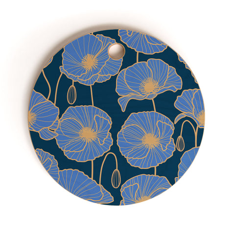 Emanuela Carratoni Moody Blue Garden Cutting Board Round