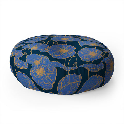 Emanuela Carratoni Moody Blue Garden Floor Pillow Round