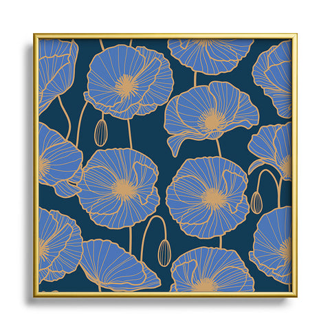 Emanuela Carratoni Moody Blue Garden Square Metal Framed Art Print