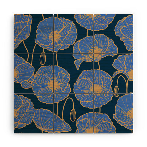 Emanuela Carratoni Moody Blue Garden Wood Wall Mural
