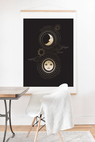 Emanuela Carratoni Moon and Sun in Gold Art Print And Hanger