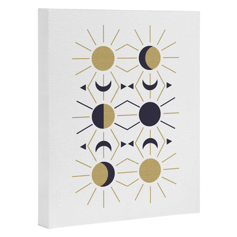 Emanuela Carratoni Moon and Sun on White Art Canvas