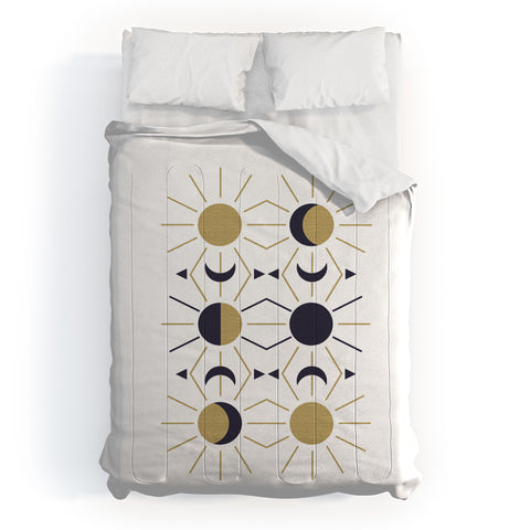 Emanuela Carratoni Moon and Sun on White Comforter