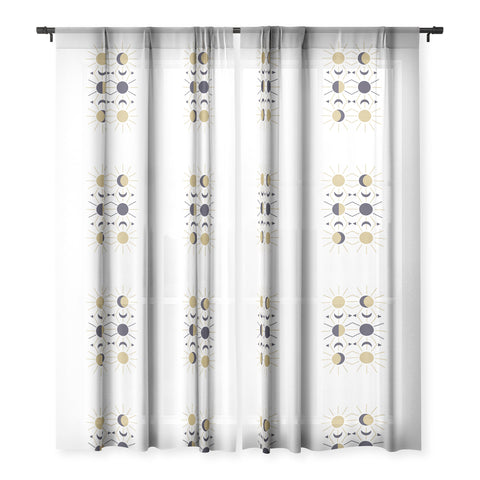 Emanuela Carratoni Moon and Sun on White Sheer Window Curtain