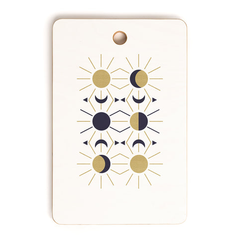 Emanuela Carratoni Moon and Sun on White Cutting Board Rectangle