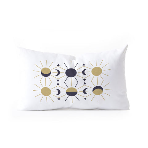Emanuela Carratoni Moon and Sun on White Oblong Throw Pillow