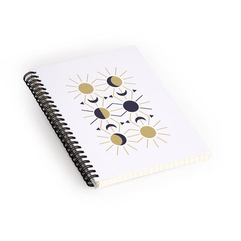 Emanuela Carratoni Moon and Sun on White Spiral Notebook