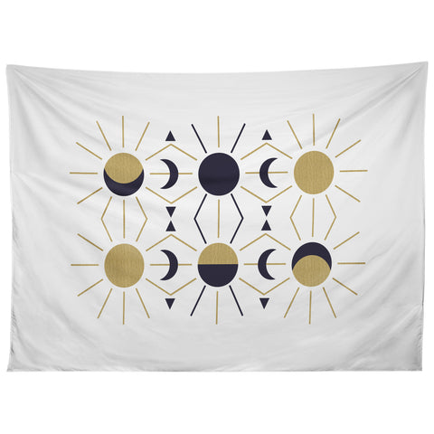 Emanuela Carratoni Moon and Sun on White Tapestry