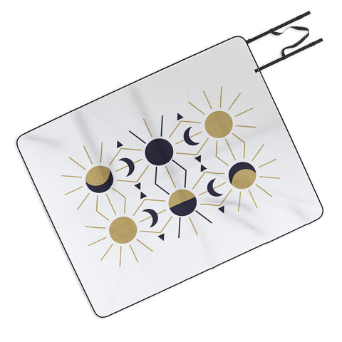 Emanuela Carratoni Moon and Sun on White Picnic Blanket