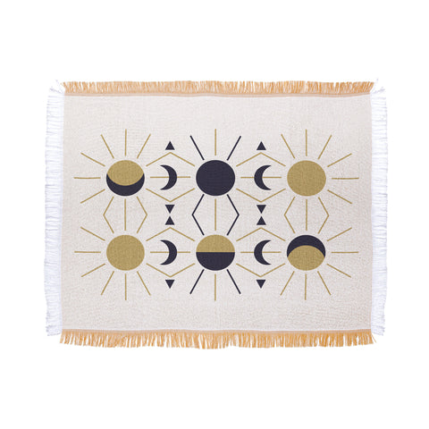 Emanuela Carratoni Moon and Sun on White Throw Blanket