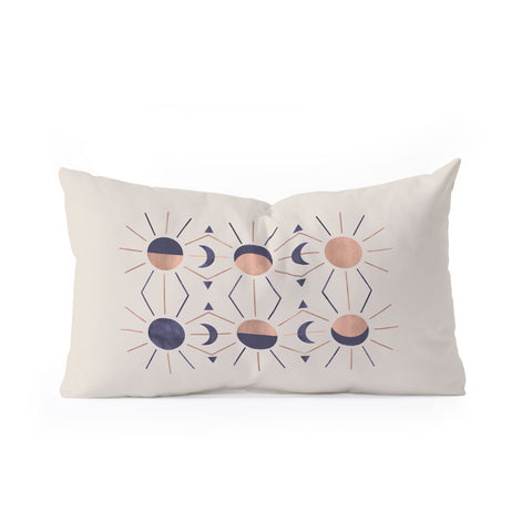 Emanuela Carratoni Moon and Sun Rose Gold Oblong Throw Pillow