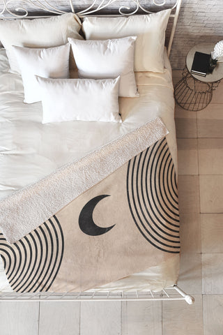 Emanuela Carratoni Moon on Mountain Fleece Throw Blanket