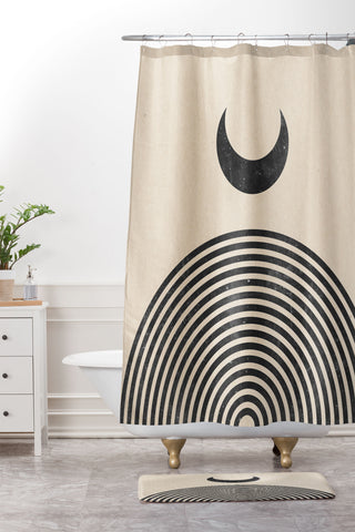 Emanuela Carratoni Moon on Mountain Shower Curtain And Mat