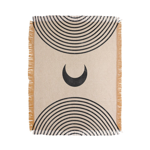 Emanuela Carratoni Moon on Mountain Throw Blanket