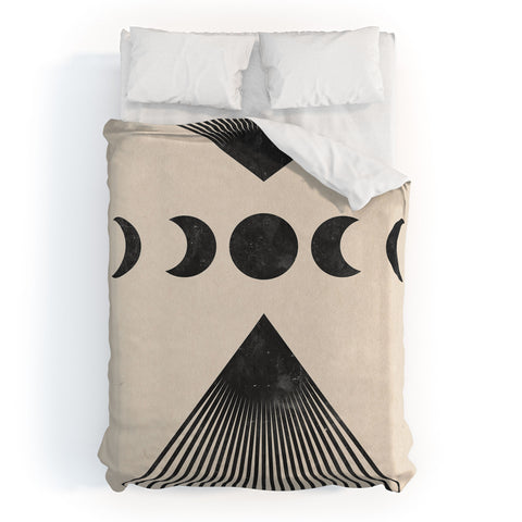 Emanuela Carratoni Moon Phases on Mountains Duvet Cover