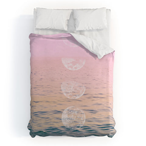 Emanuela Carratoni Moontime on the Beach Duvet Cover