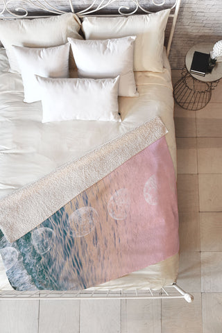 Emanuela Carratoni Moontime on the Beach Fleece Throw Blanket