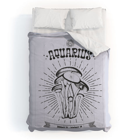 Emanuela Carratoni Mushrooms Zodiac Aquarius Comforter