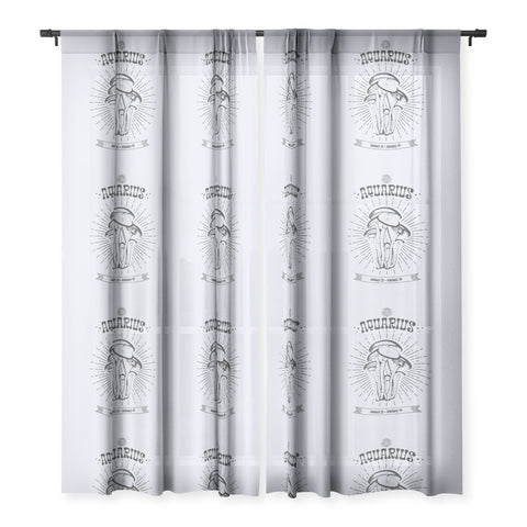 Emanuela Carratoni Mushrooms Zodiac Aquarius Sheer Window Curtain