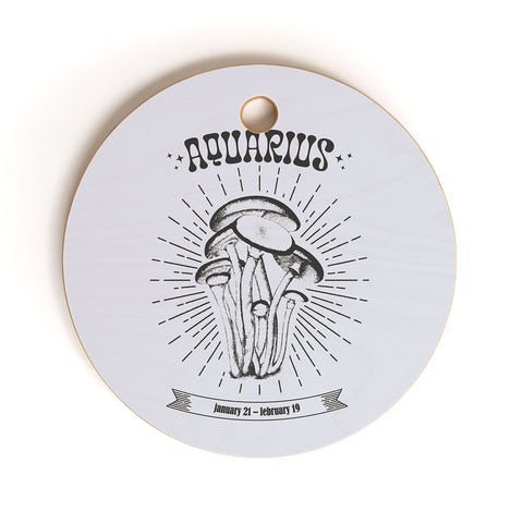 Emanuela Carratoni Mushrooms Zodiac Aquarius Cutting Board Round