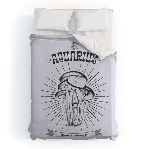 Emanuela Carratoni Mushrooms Zodiac Aquarius Duvet Cover