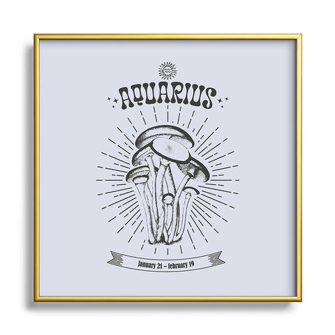 Emanuela Carratoni Mushrooms Zodiac Aquarius Square Metal Framed Art Print