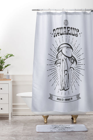 Emanuela Carratoni Mushrooms Zodiac Aquarius Shower Curtain And Mat