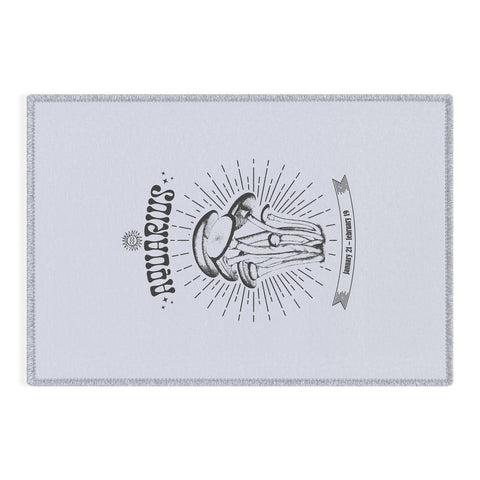 Emanuela Carratoni Mushrooms Zodiac Aquarius Outdoor Rug