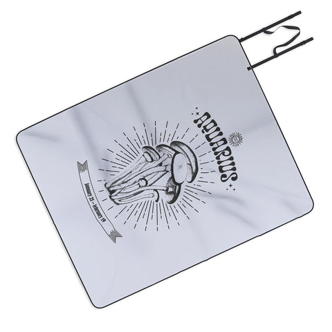 Emanuela Carratoni Mushrooms Zodiac Aquarius Picnic Blanket
