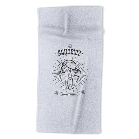 Emanuela Carratoni Mushrooms Zodiac Aquarius Beach Towel