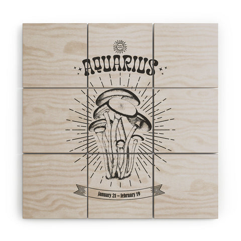 Emanuela Carratoni Mushrooms Zodiac Aquarius Wood Wall Mural