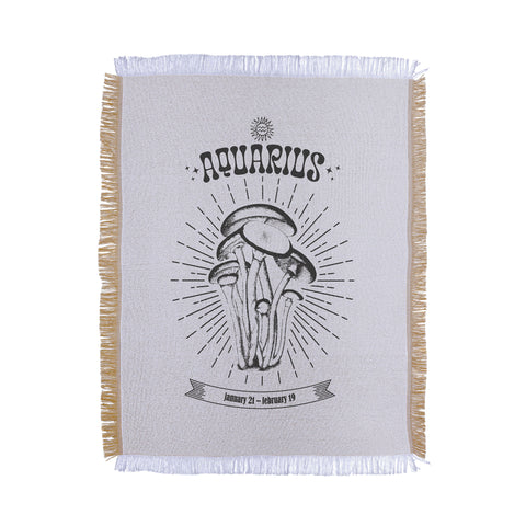 Emanuela Carratoni Mushrooms Zodiac Aquarius Throw Blanket